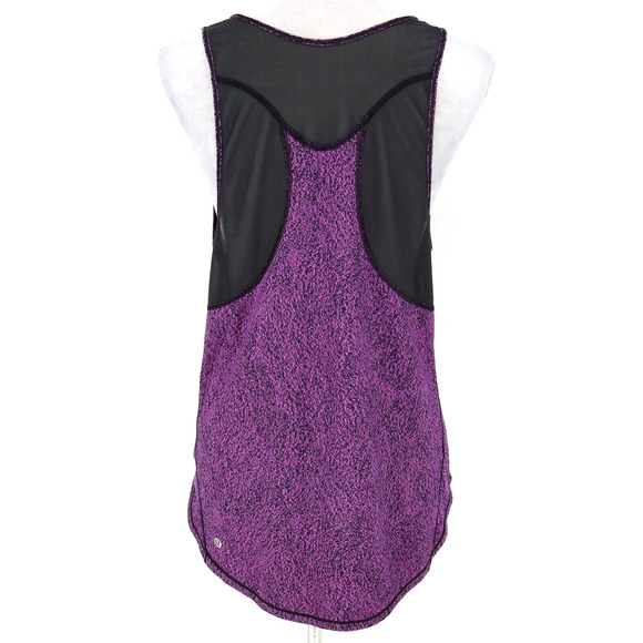 Lululemon Tank Top Womens Medium Purple Black Print Mesh Back Yoga Exercise - Picture 2 of 12